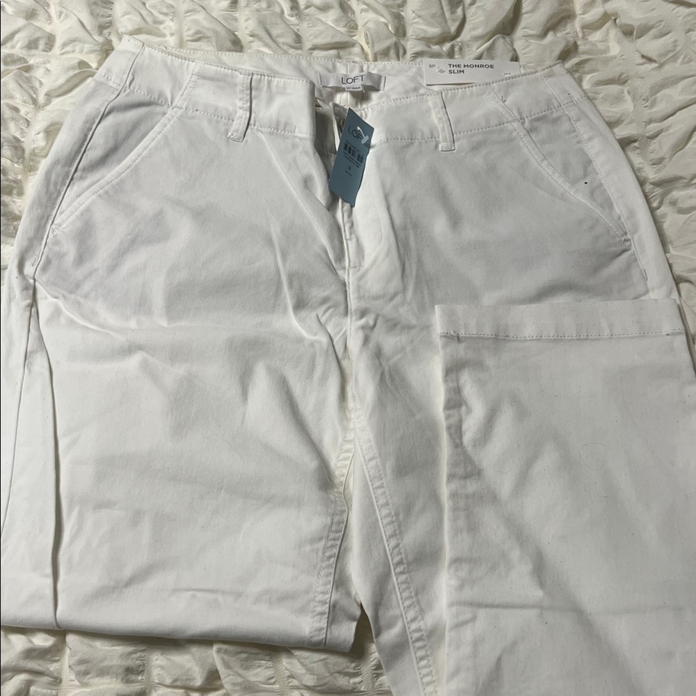 LOFT Monroe Slim White Pants